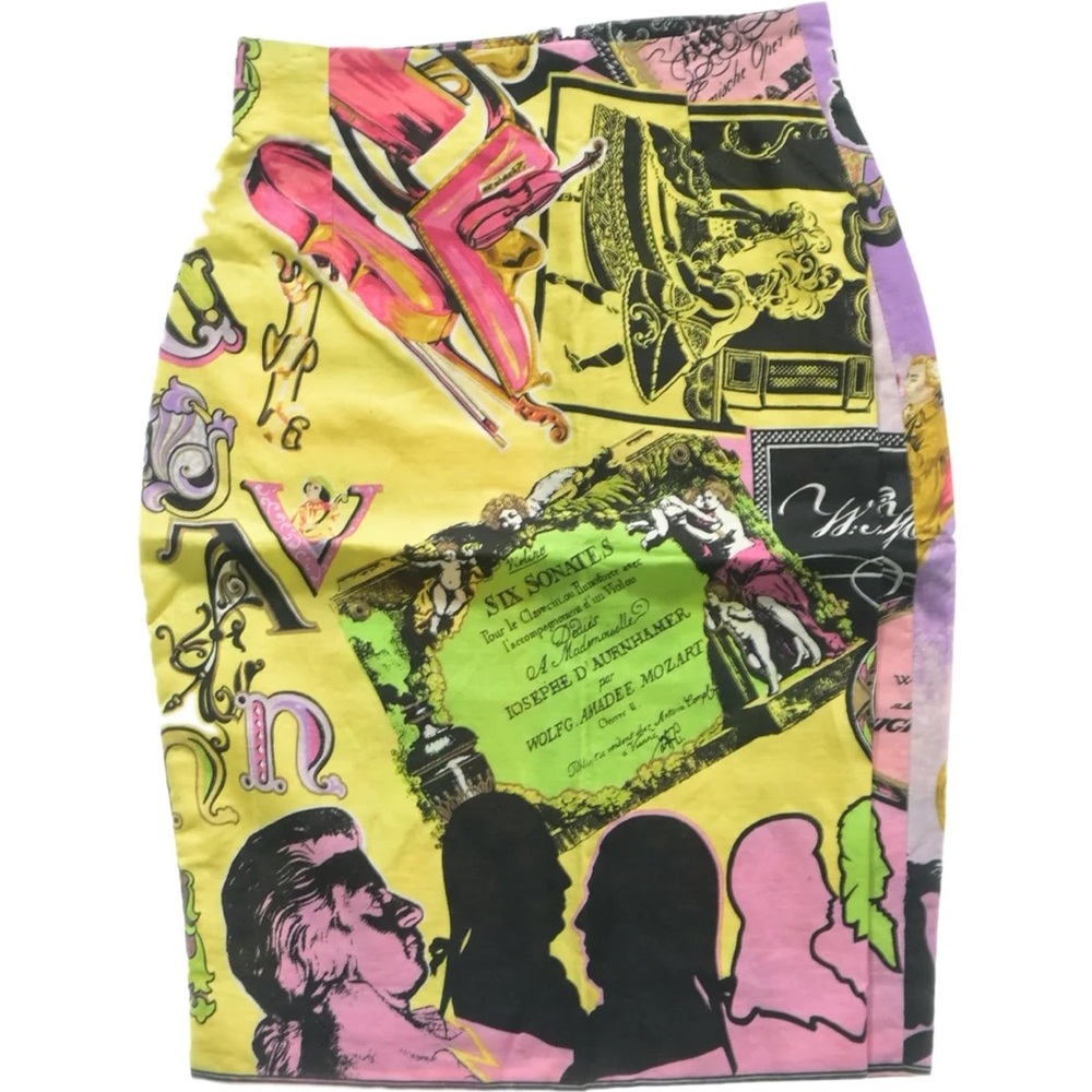 Gianni Versace Couture vintage 90s midi skirt featuring a Mozart Inspired Rare!! - Picture 2 of 3